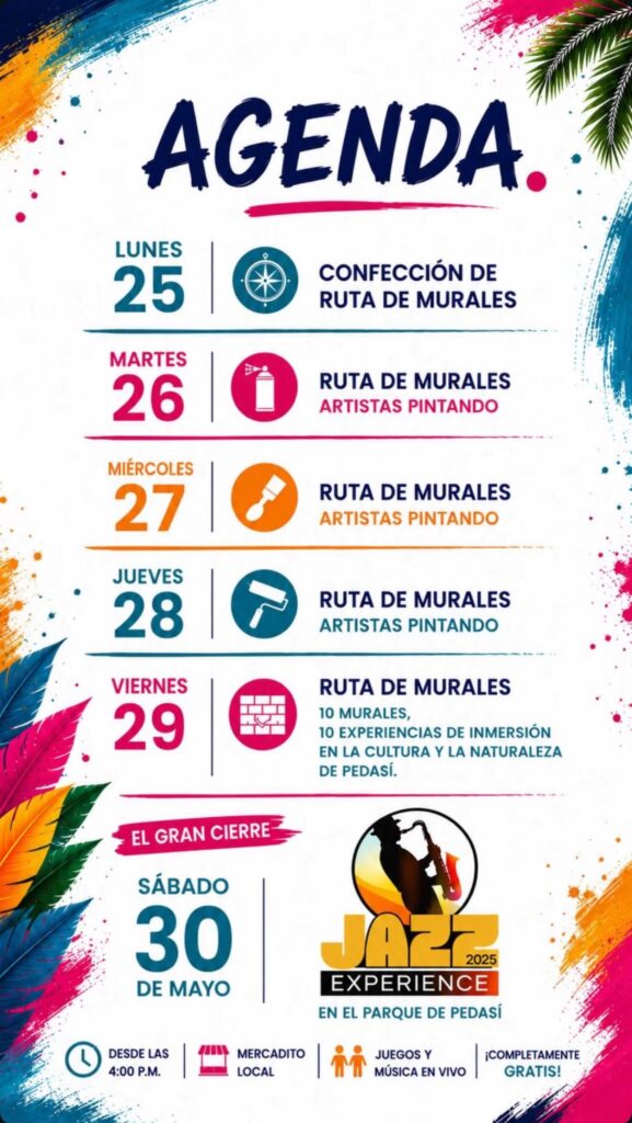 agenda ruta de murales pedasi colorido jazz experience Pedasi Mural Route: a way to Explore the Town